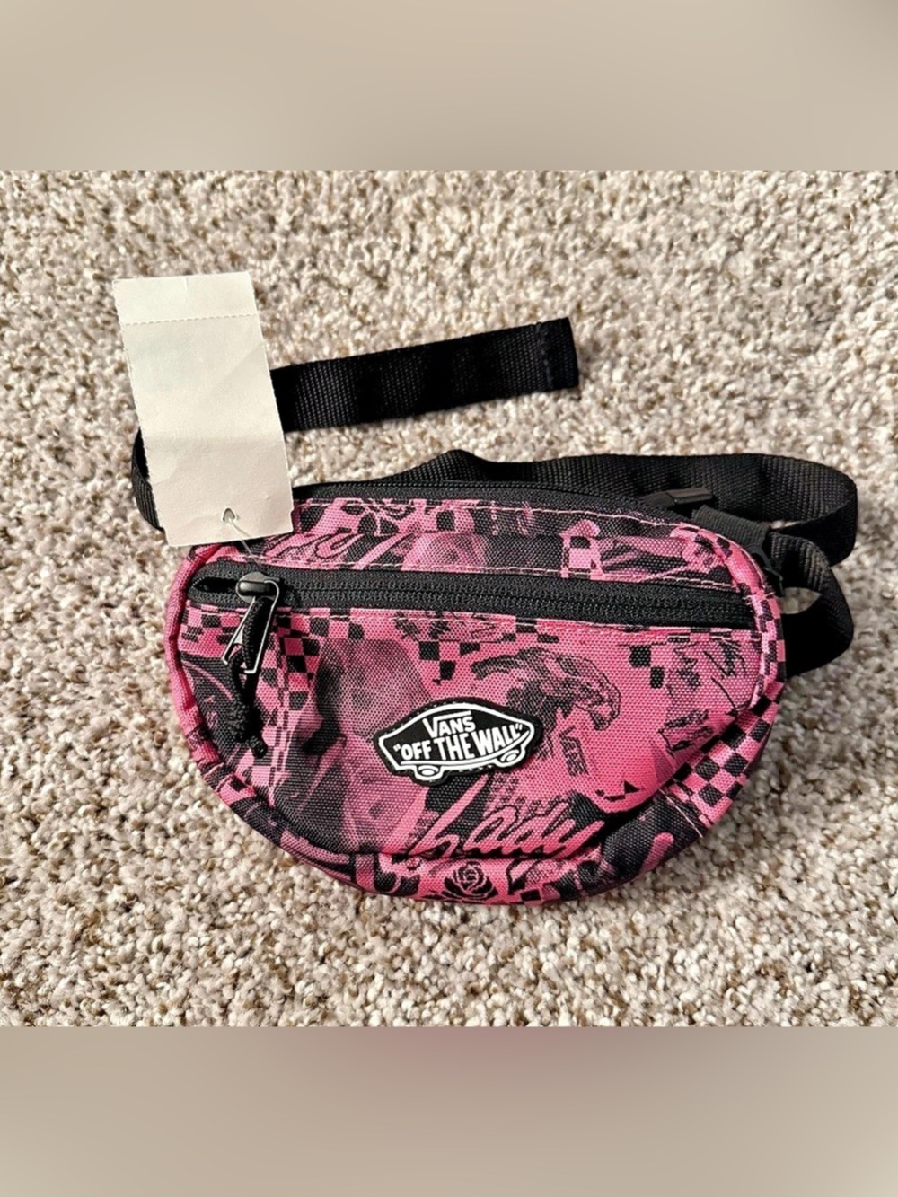 NWT Vans Off The Wall Pink Black Mini Belt Bag Fanny Pack 7"x 4.5" Punk Grunge